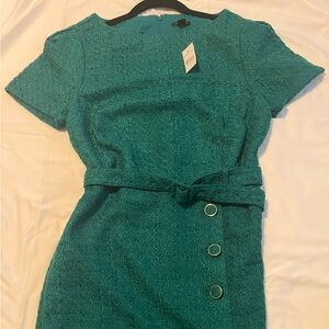 Ann Taylor Tweed Green Dress NWT Size 4